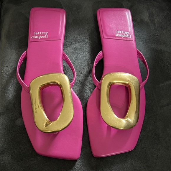 Jeffrey Campbell Shoes - Jeffrey Campbell Fuchsia Sandals with Bold Gold Detail